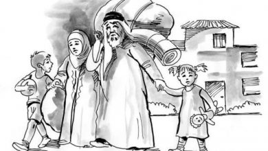 رسم تعبيري يصور معاناة العائلات من آثار الجلوة العشائرية بريشة الزميل إحسان حلمي